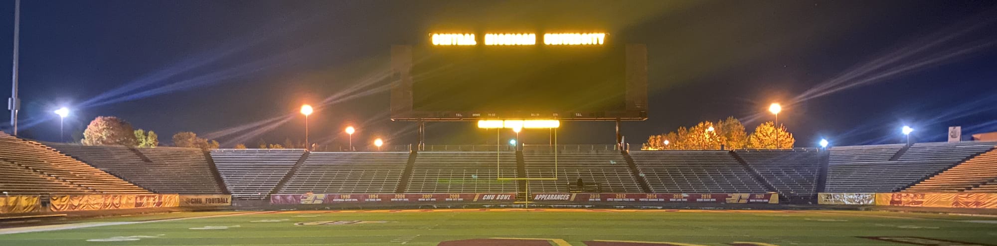 empty football stadium at night under the lights Baton Rouge
